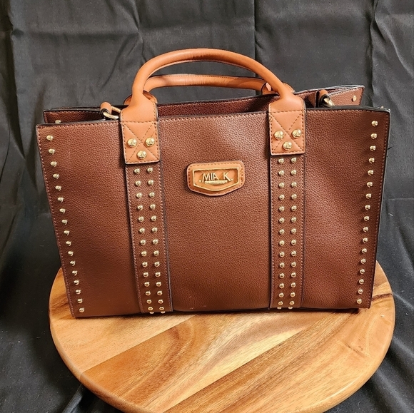 MFK Handbags - MKF Collection Vegan Leather Brown Tote Top Handle Crossover.